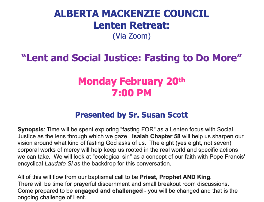 Alberta Mackenzie Council Lenten Retreat